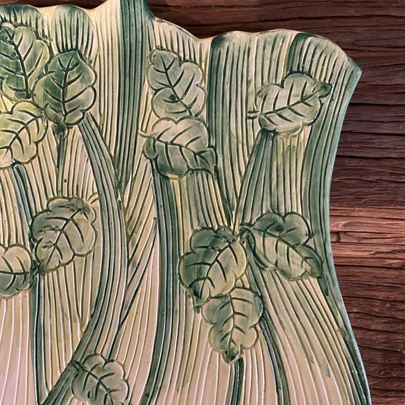Vintage Italian Majalico Celery Trivet Decorative Plaque by Ceramiche Leonardo - Picture 4 of 12